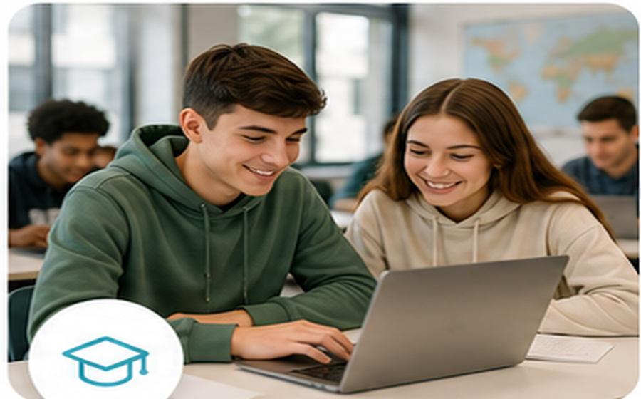 Estudiantes trabajando en un aula virtual